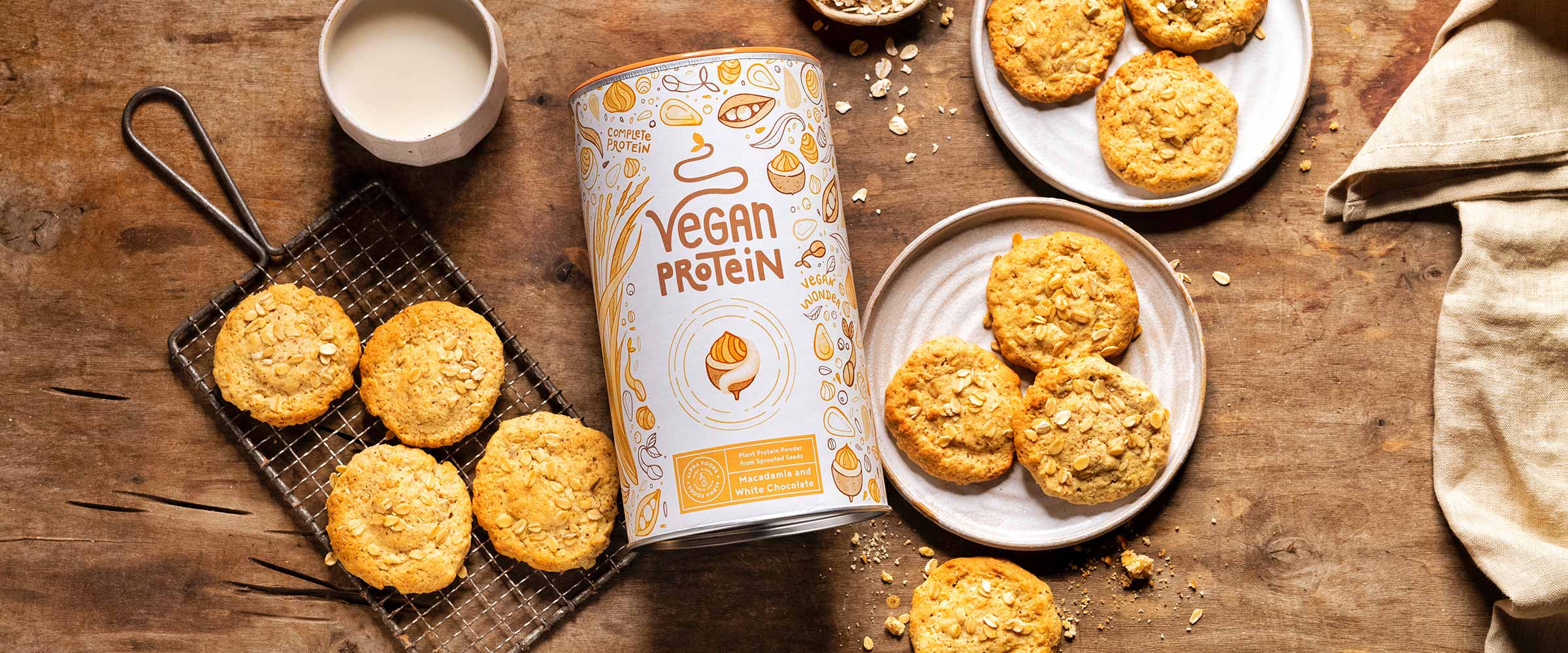 High Protein Christmas Cookies with Macadamia and White Chocolate