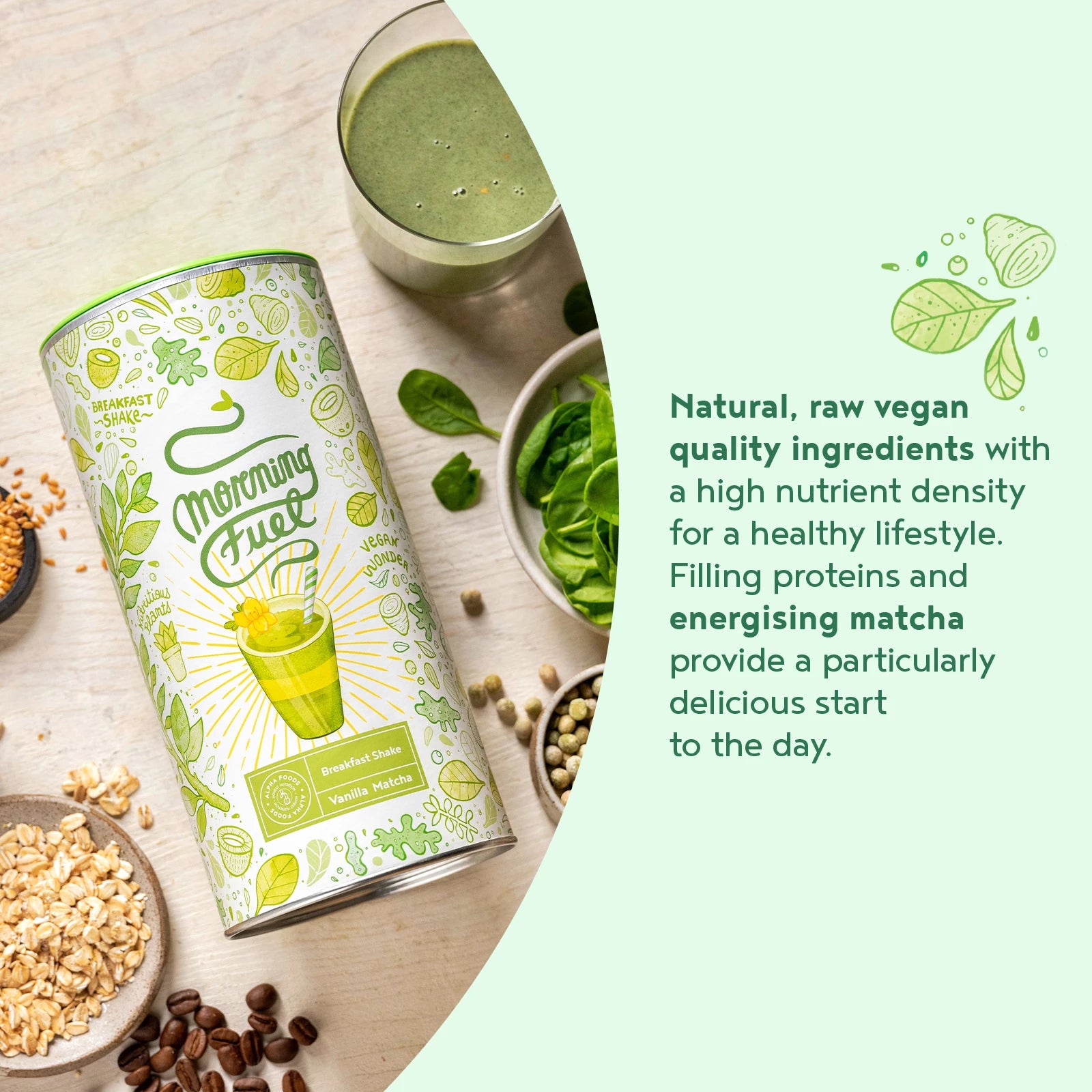 A+ Two - Morning Fuel - Breakfast Smoothie - Matcha & Vanilla Flavour