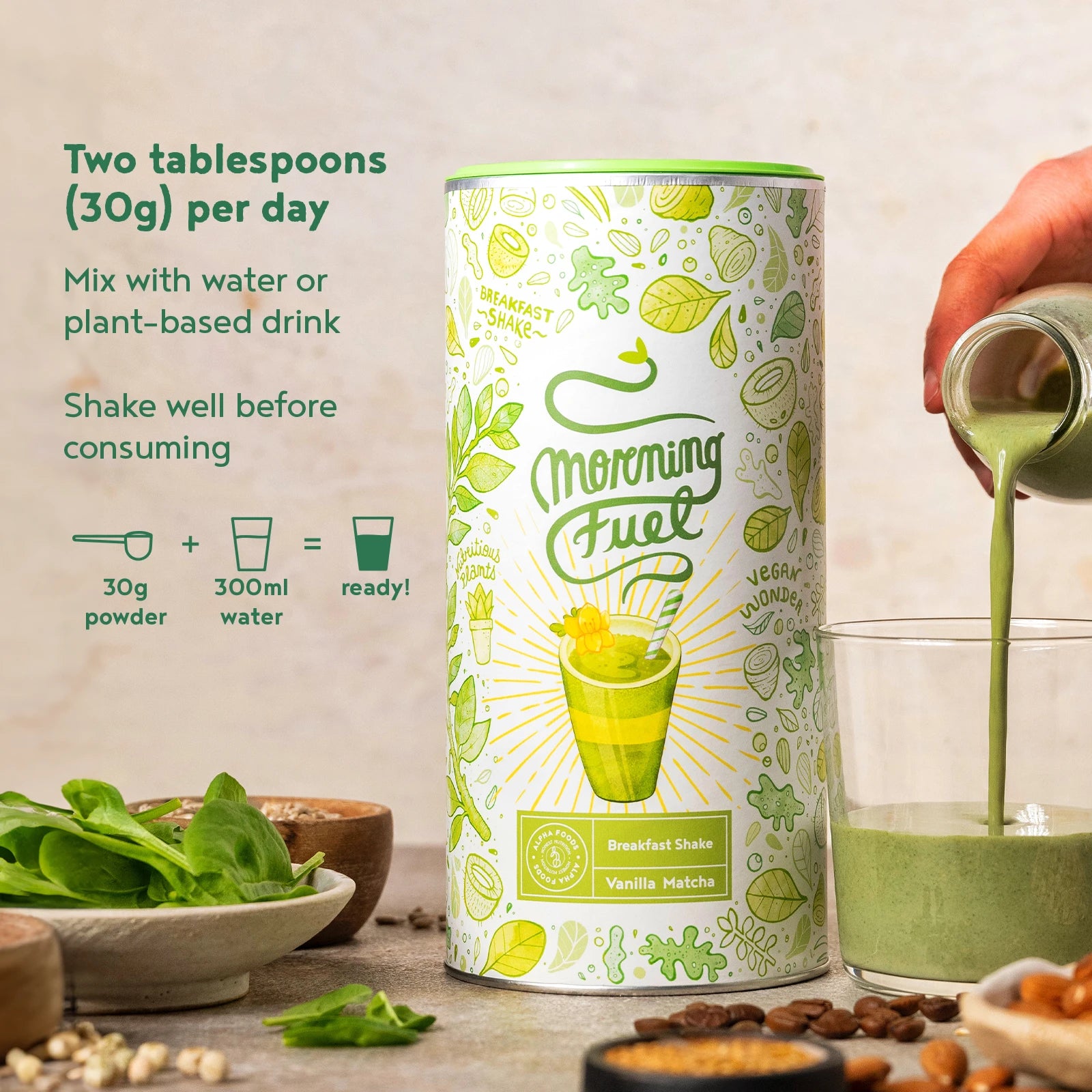 A+ Four - Morning Fuel - Breakfast Smoothie - Matcha & Vanilla Flavour