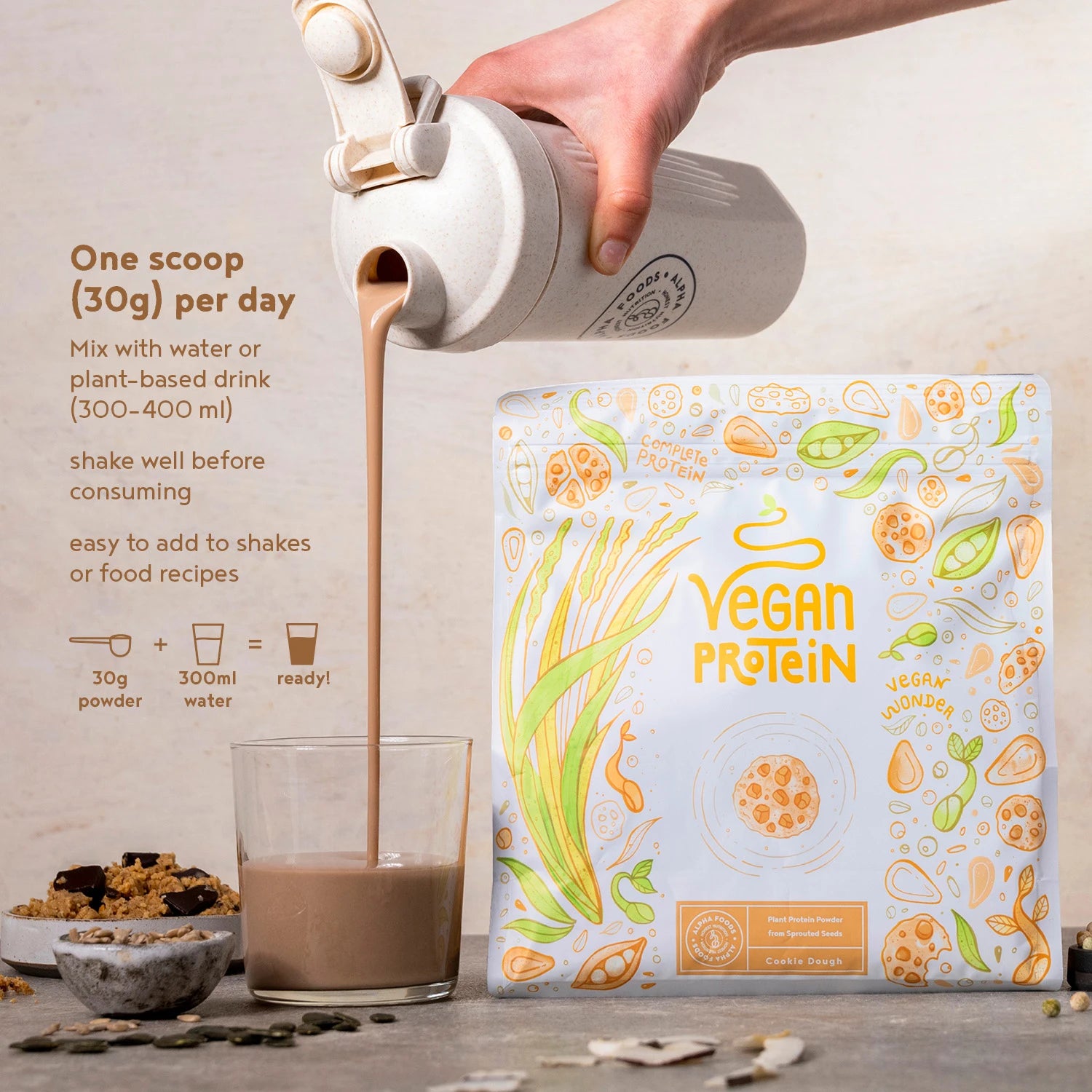 A+ Four - Vegan Protein - Cookie Dough Flavour 2x600g