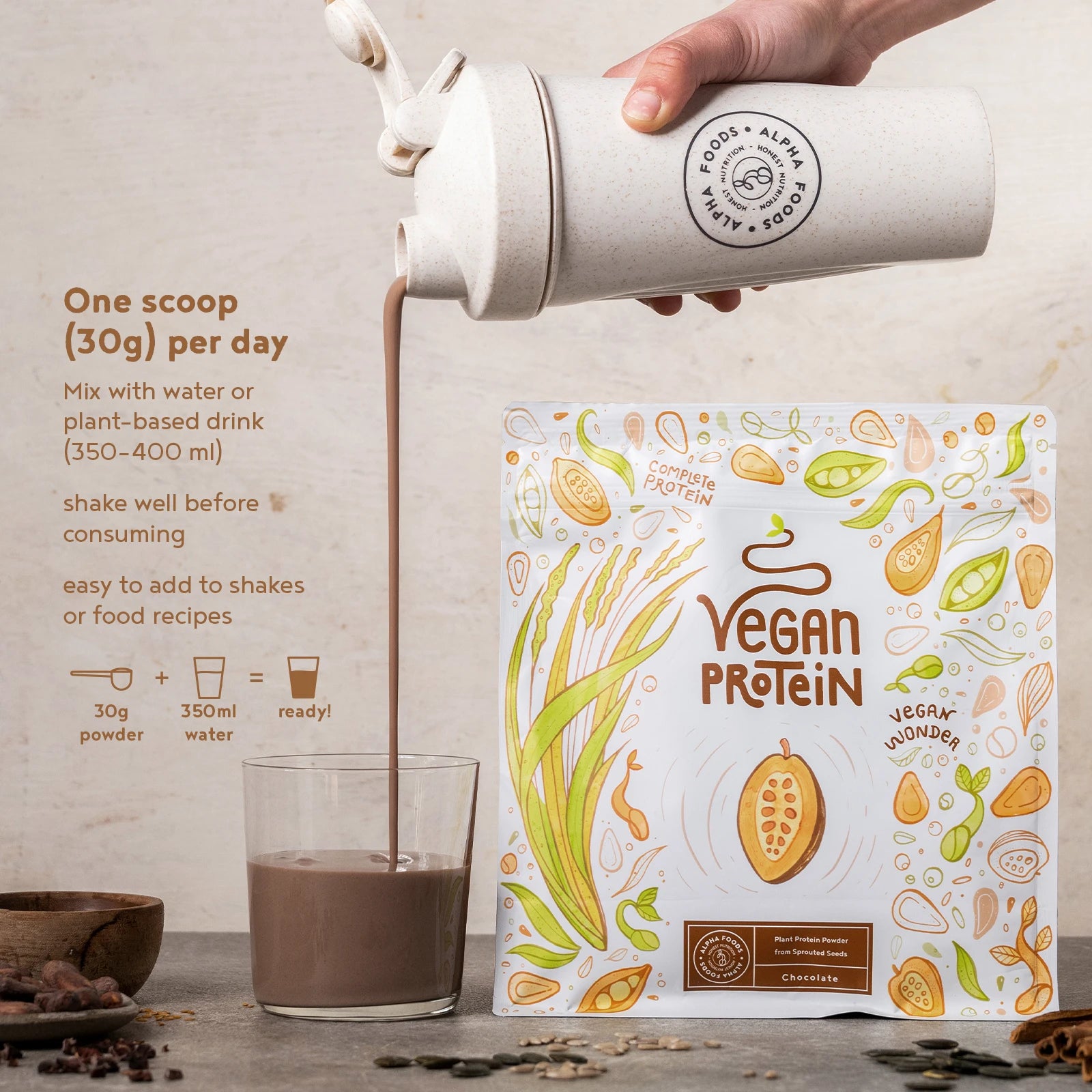 A+ Six - Vegan Protein - Chocolate Flavour 2x600g